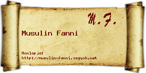Musulin Fanni névjegykártya